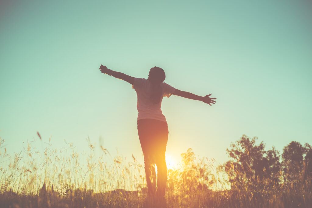 beautiful happy woman enjoying fresh air